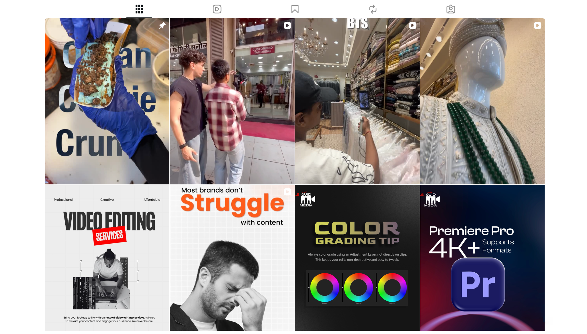 Two Squid Media Instagram work grid